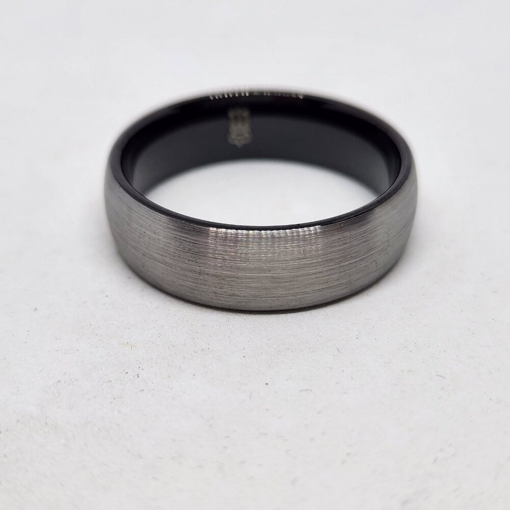 Wedding Ring Rounded Smooth Matte Cushion Cut Black Interior 8mm Size 11